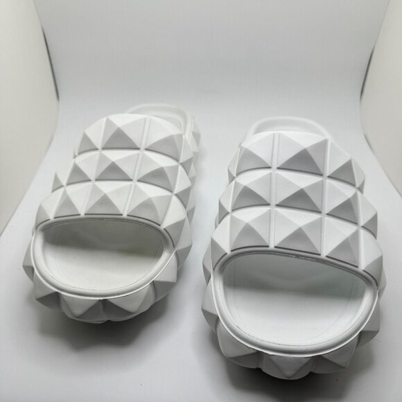 Valentino Garavani Roman Stud Turtle Slide Sandals Rubber White Men's EU 41 NIB - Picture 5 of 16